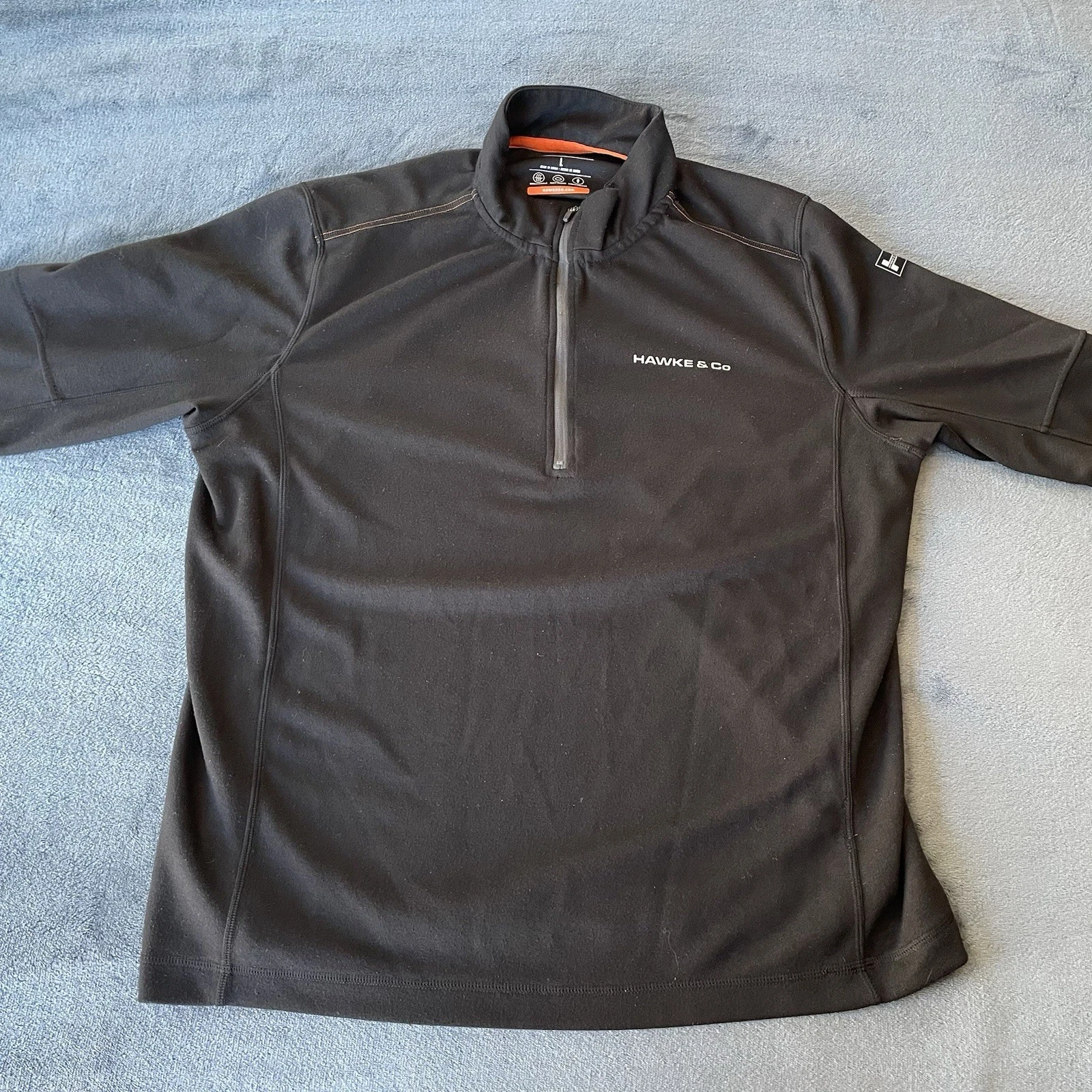 Hawke & Co Men’s Long Sleeve 1/4 Zip Black Logo Pullover Large