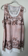 Womans Dress knee high size Large floral print beige