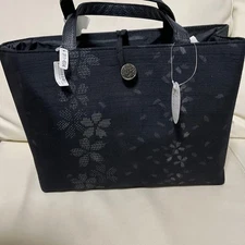 Large Japanese-style bag, cherry blossom, black. With tag
