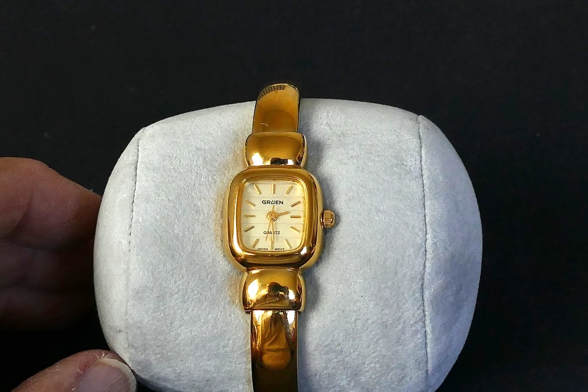 Precision by Gruen GP447L Gold and Silver Crystal Oval Ladies Quartz Watch Gruen Women Oval Wristwatches for sale | eBay main image 2