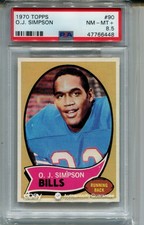 1970 Topps O.J. Simpson Rookie Card Graded PSA 8.5 NM MINT+ Football #90