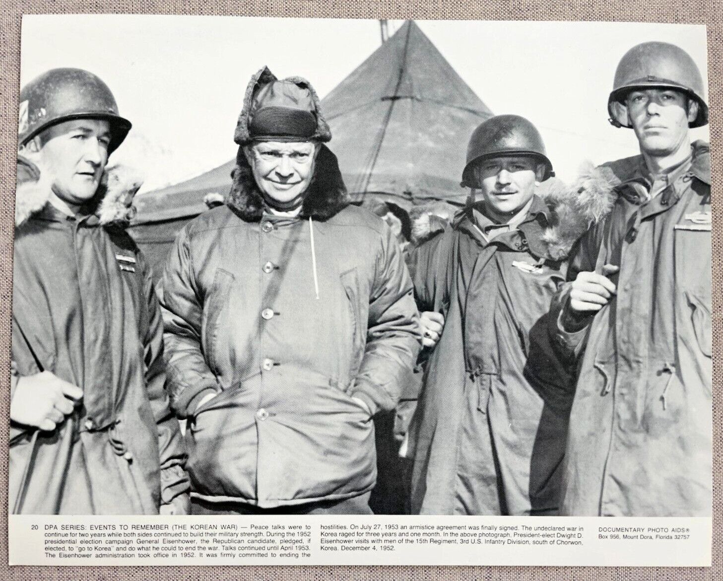 11x14 PHOTO KOREAN WAR PRESIDENT DWIGHT EISENHOWER VISITS 3rd INFANTRY DIVISION