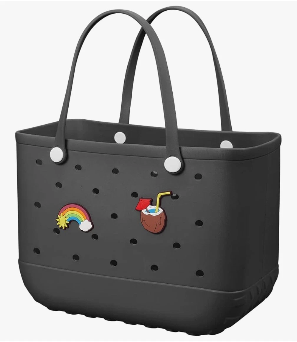EVA Beach Bag Rubber Tote Waterproof Travel Sports Croc Women XLARGE - Black