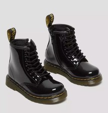 New Dr. Martens Kids 1460 Patent Leather Boots   Black   US 8 / EU 24  