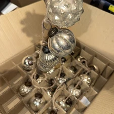 Creative Co-Op 72" Taupe/ Embossed Mercury Glass Ornament (23) Garland