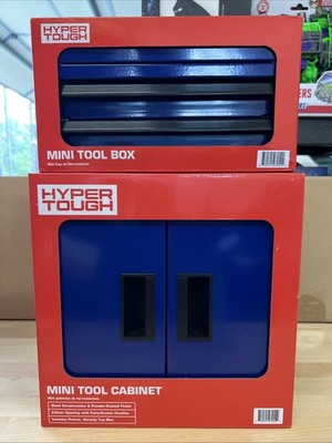 Hyper Tough Mini Tool Cabinet + Tool Box 2 Drawer Storage (Blue) Bundle Set- NIB