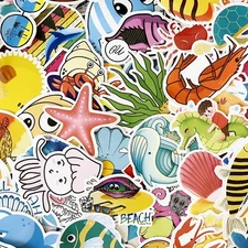 50 Pcs Sea Creatures Marine Life Waterproof Sticker for Kid Project Planner H43L