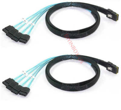 2pcs Mini SAS to 4-SATA SFF-8087 Multi-Lane Forward Breakout Internal Cable 50CM