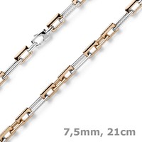 7,5Mm Phantasiekette Armband Rechteckig 585 Gold WeißGold Rotgold Bicolor 21Cm