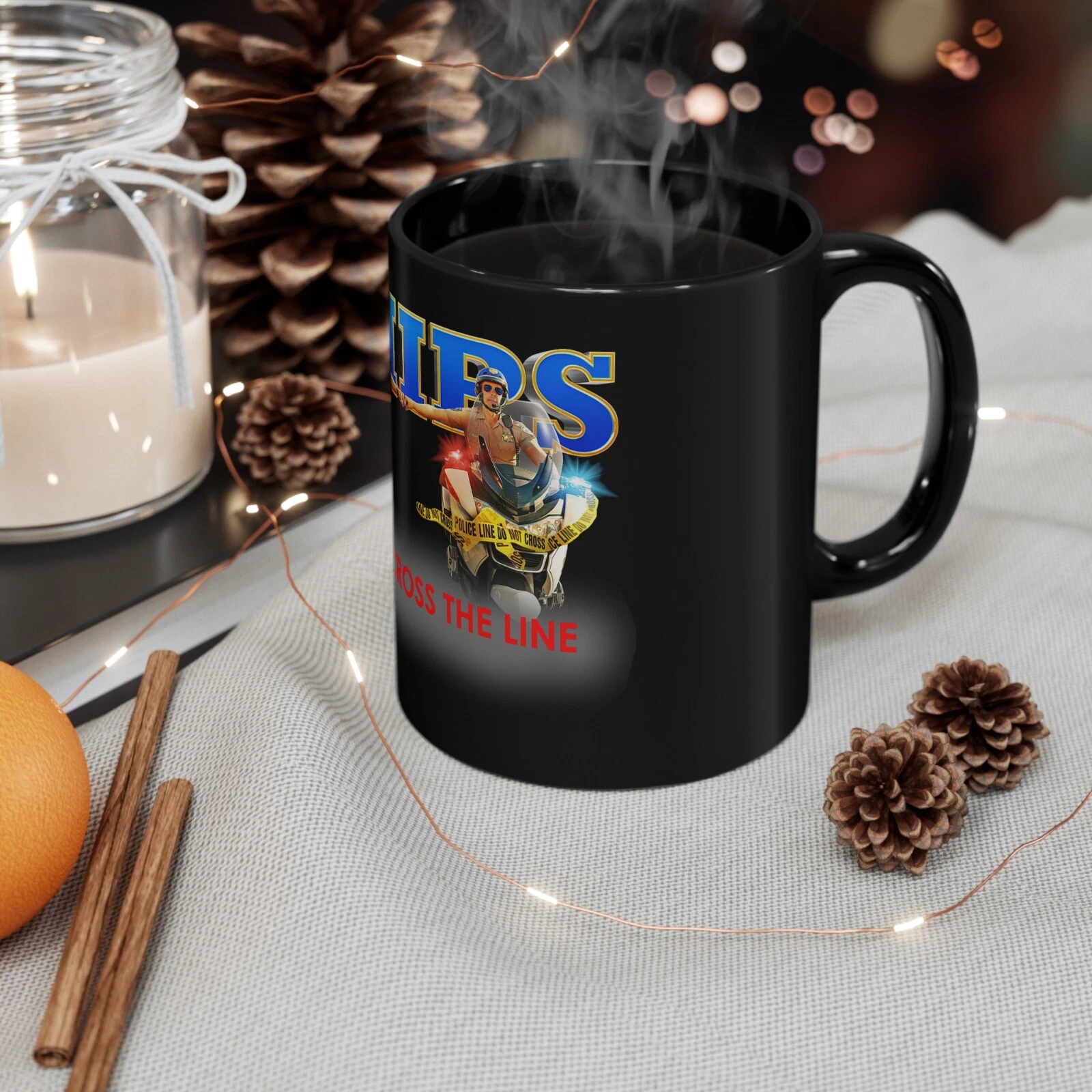 CHIPS Police Retro Movie 11oz Coffee Tea Black Mug