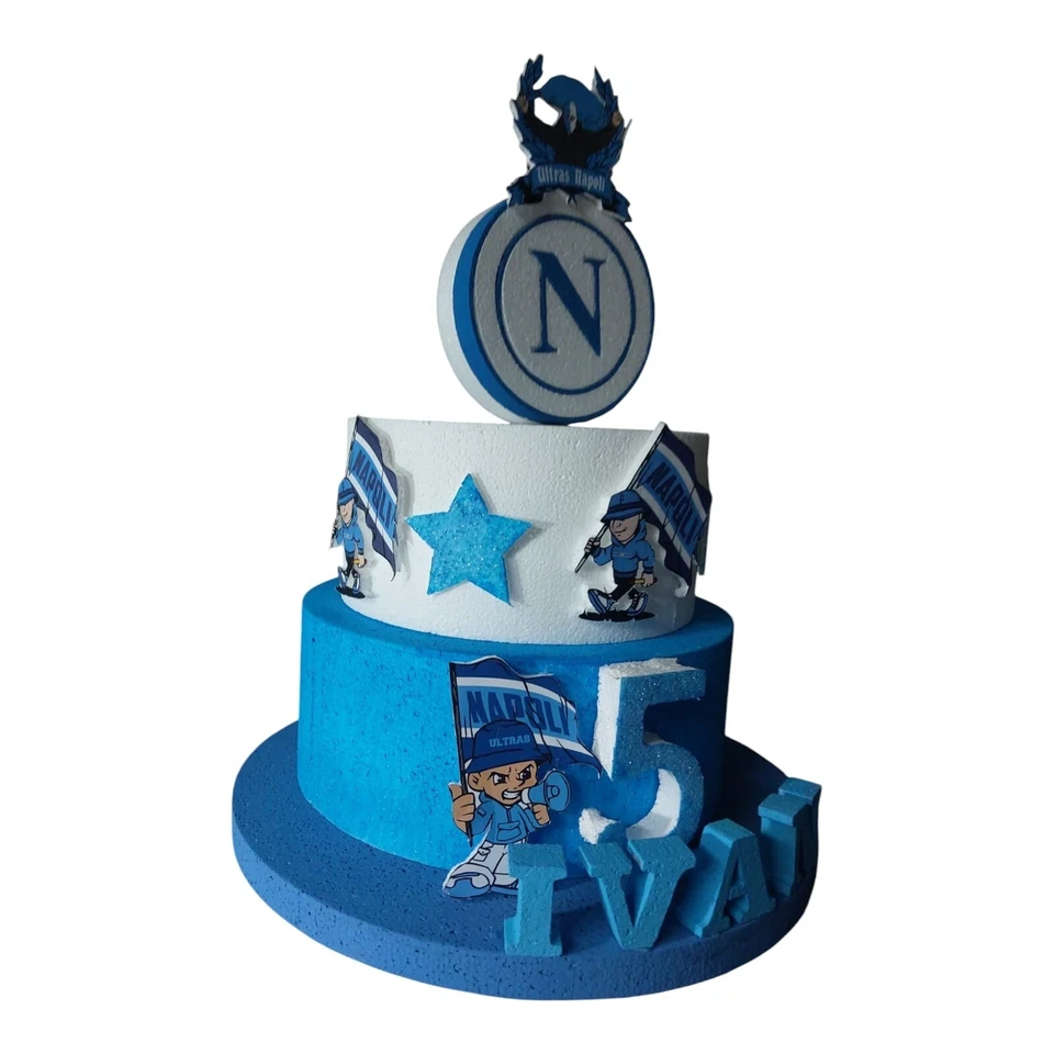 Torta di Compleanno Personalizzata Napoli Calcio – Decorazione in Polistirolo - Immagine 2 di 3