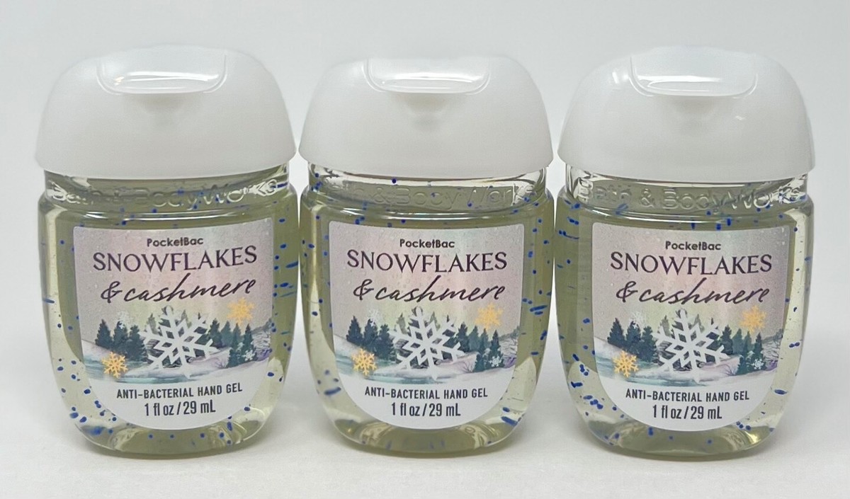 3 BATH & BODY WORKS SNOWFLAKES CASHMERE POCKETBAC ANTI BAC HAND