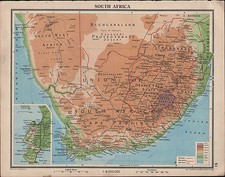 1939 Karte S&uuml;dafrika Kap Provinz Transvaal Orange Freistaat Natal Kapstadt
