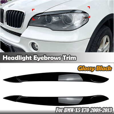 Front Headlight Eyebrows Light Eyelids Trim Black For BMW X5 E70 2008-2013 2011