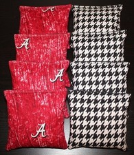 8 CORNHOLE BEANBAGS made w University of ALABAMA CRIMSON TIDE Fabric