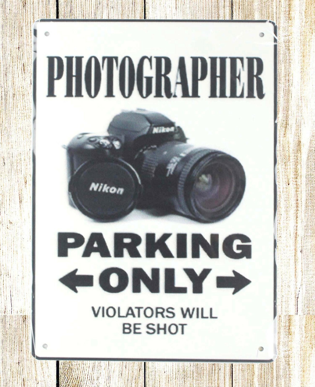 home decor interior design photographer parking only tin metal sign