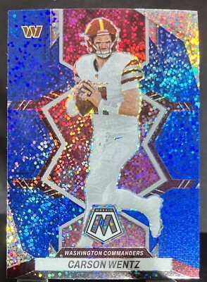 2022 Panini Mosaic Carson Wentz Sparkle Blue Prizm SP Washington Commanders #195
