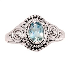 Handwork - Blue Topaz 925 Sterling Silver Ring Jewelry s.8 CR72624