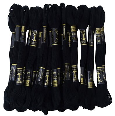 Anchor Threads Stranded Cotton Thread Floss Cross Stitch Hand Embroidery Black