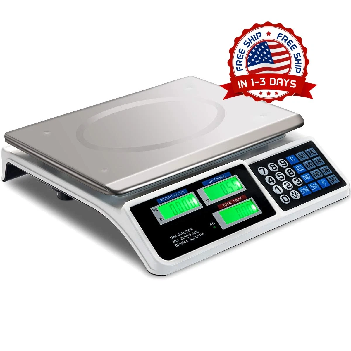 Bascula Digital Comercial De Peso Balanza Cocina Industrial Para Pesar Comida US