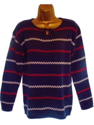 Schwedischer 100 % Baumwolle grau gestreift gerippt marine Pullover Pulli Gr. 12/14 (neu mit Etikett)