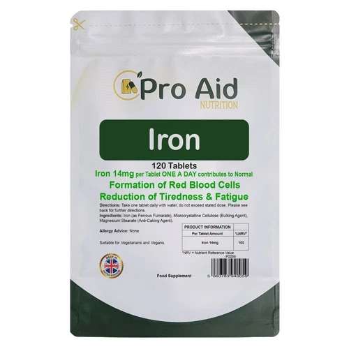 IRON Tablets Supplement 14mg 120 Pack Red Blood Cell Tiredness Relief MADE IN UK