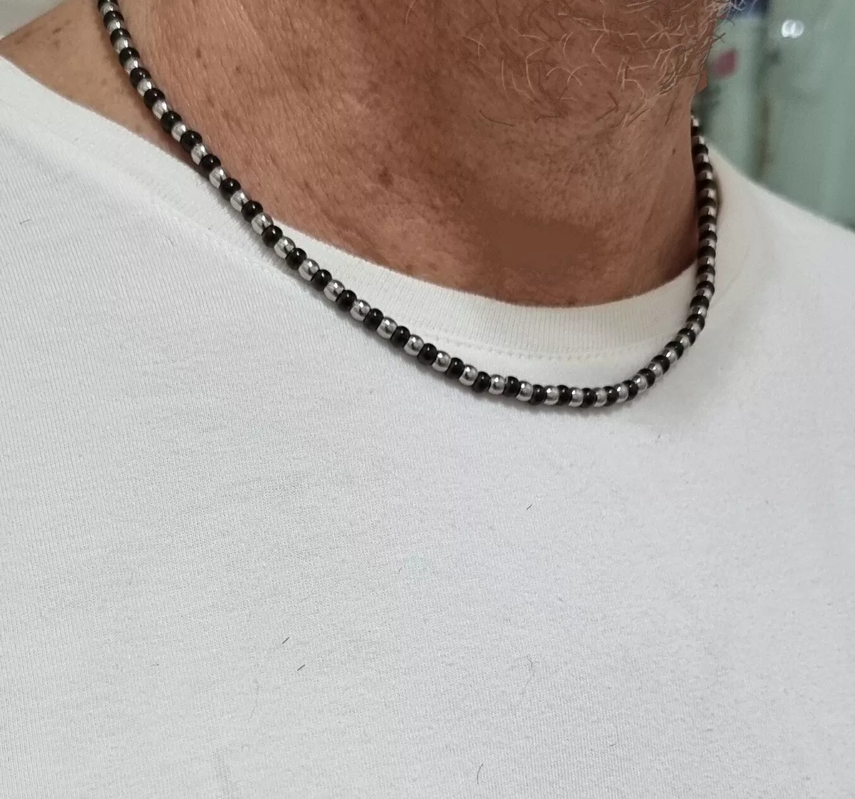 race Feud authority Collana girocollo da uomo con sfere argento e nere pepite in acciaio punk rock | eBay race Feud authority Collana girocollo da uomo con sfere argento e nere pepite in acciaio punk rock | eBay