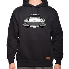 1958 Chevy impala B&W The Legend Classic Car- Men's/Unisex Hoodie Made in USA