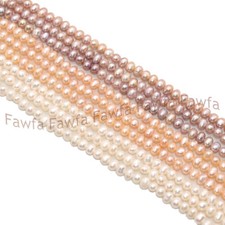 Natural 5-6mm White Pink Purple Nearly Round Freshwater Pearl Loose Beads 15''