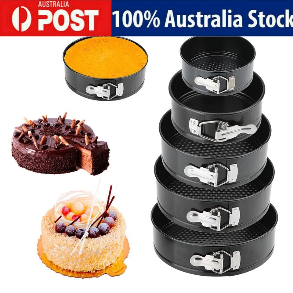 Round Cake Tin Mold Non Stick Coated Spring Form Loose Base Baking Pan Tray AU