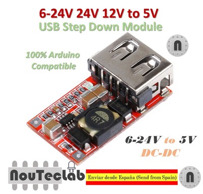 Convertisseur DC-DC 6-24V Vers 5V USB – Module Abaisseur De Tension – Voiture, DIY