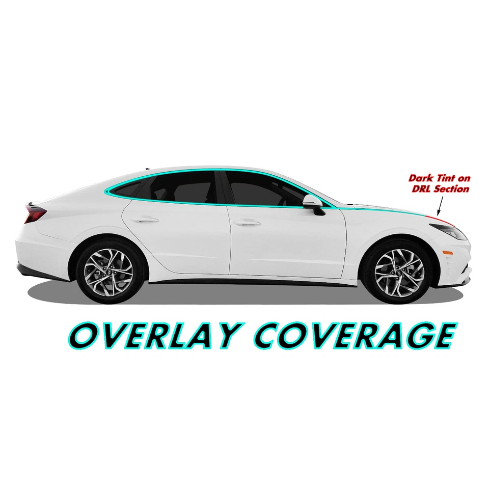 Superposición de vinilo oscurecido eliminación de cromo para Hyundai Sonata 2020-23 moldura de ventana Foto 2 de 4