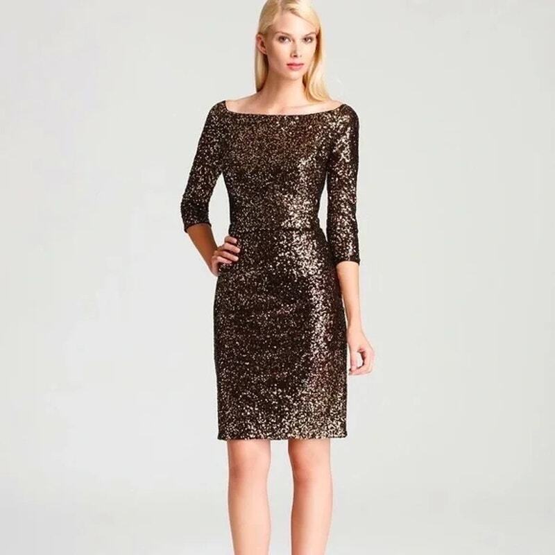 david meister gold sequin dress David Meister