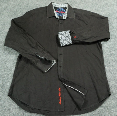 Robert Graham Shirt Adult XL Black Geometric Flip Cuff Designer Western Mens