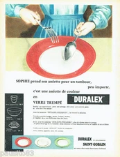 PUBLICITE ADVERTISING 076  1957  les assiettes Duralex Saint Gobain