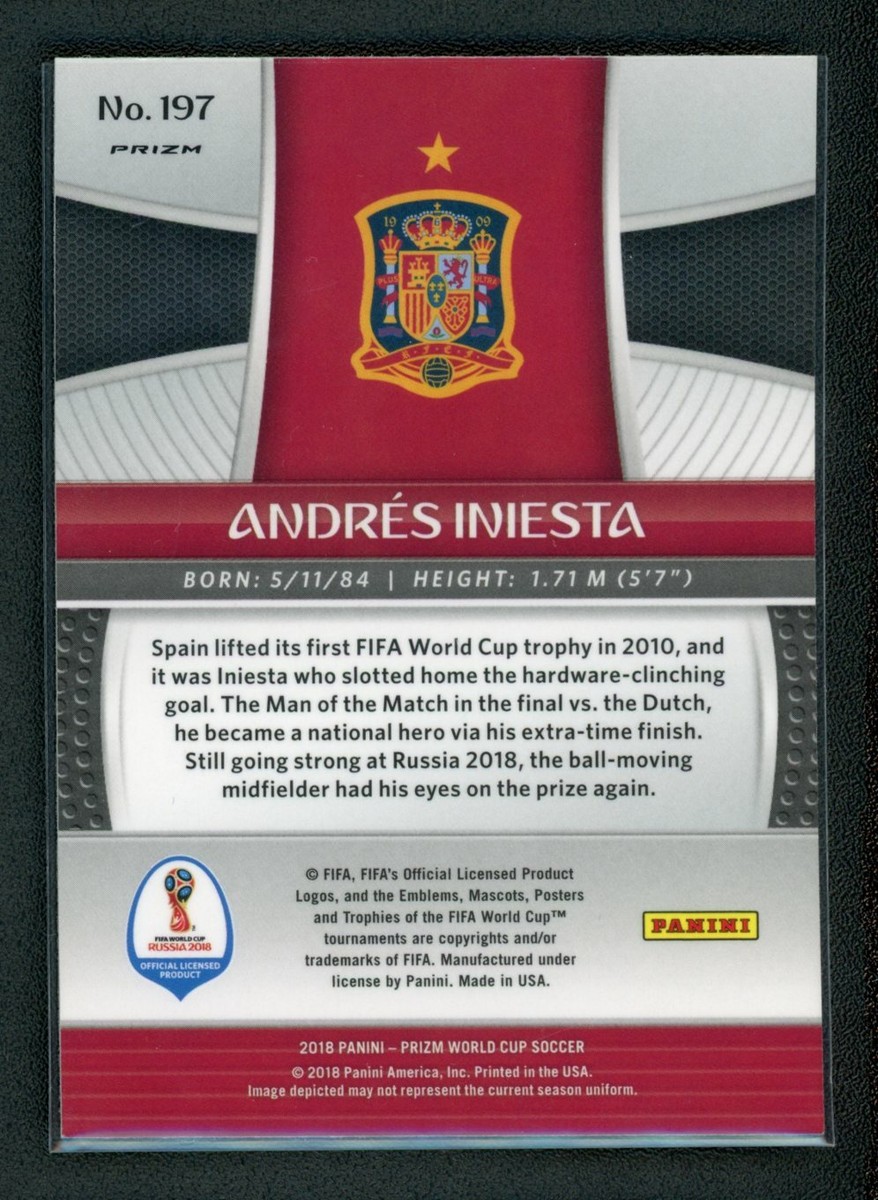 2018 ANDRES INIESTA PANINI PRIZM FIFA WORLD CUP RUSSIA 2018 SILVER