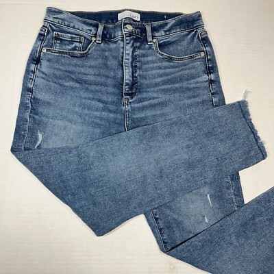 LOFT The Skinny Women Petite Sz 30/10 Light Wash High Rise Raw Hem Stretch Jeans