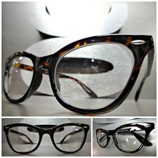 CLASSIC VINTAGE 60's RETRO CAT EYE Style Clear Lens EYE GLASSES Tortoise Frame