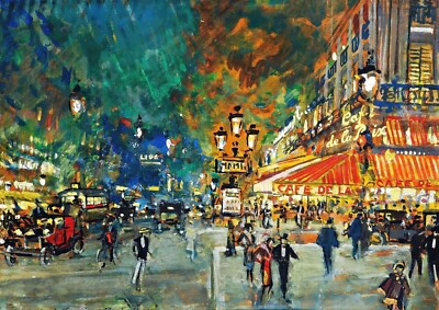 1429 Place de Opera Cafe de la Paix Paris by K. Korovin - Giclée Fine Art Print