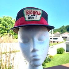 RARE Original 70's Vintage RED HEAD Service Station Attendant Hat Cap Size 7 1/4