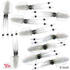 10pcs Fish WOW!® 6 inch Fishing Chase Squid Skirt Real-like Octopus bait Crystal