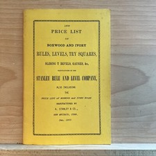 Price List Boxwood & Ivory Rules Levels Try Squares STANLEY 1855 Reprint 1975