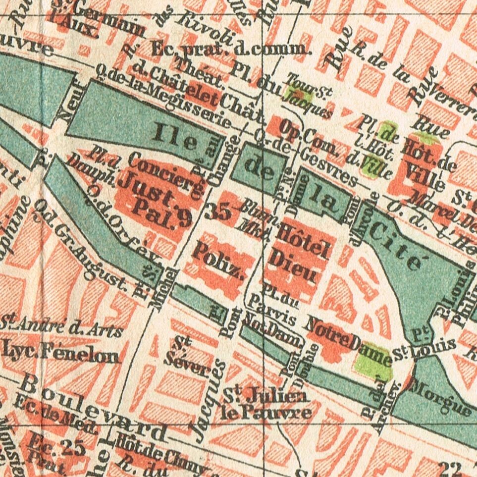 フランスアンティーク MAP PARIS Original map Antique plan 1897 FRANCE République