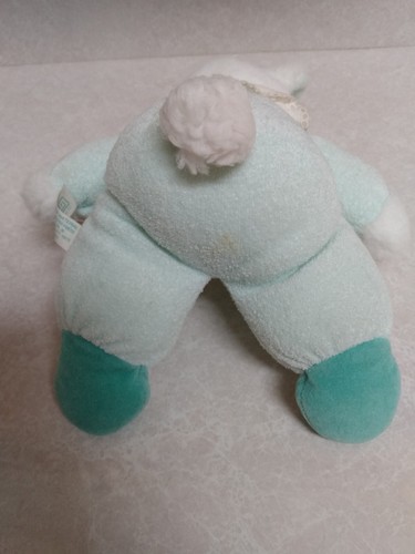 Peluche vintage Bantam coniglietto coniglio blu verde spugna panno sonaglio 12" peluche ~ - Foto 4 di 6