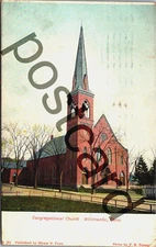 1920 CONGREGATIONAL CHURCH, Willimantic, CT, Hiram N. Fenn postcard jj389