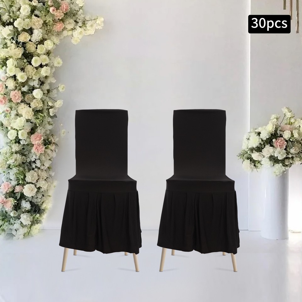 30 Pieces Chair Slipcovers with Skirt, Wedding Stretch Chair Cover with