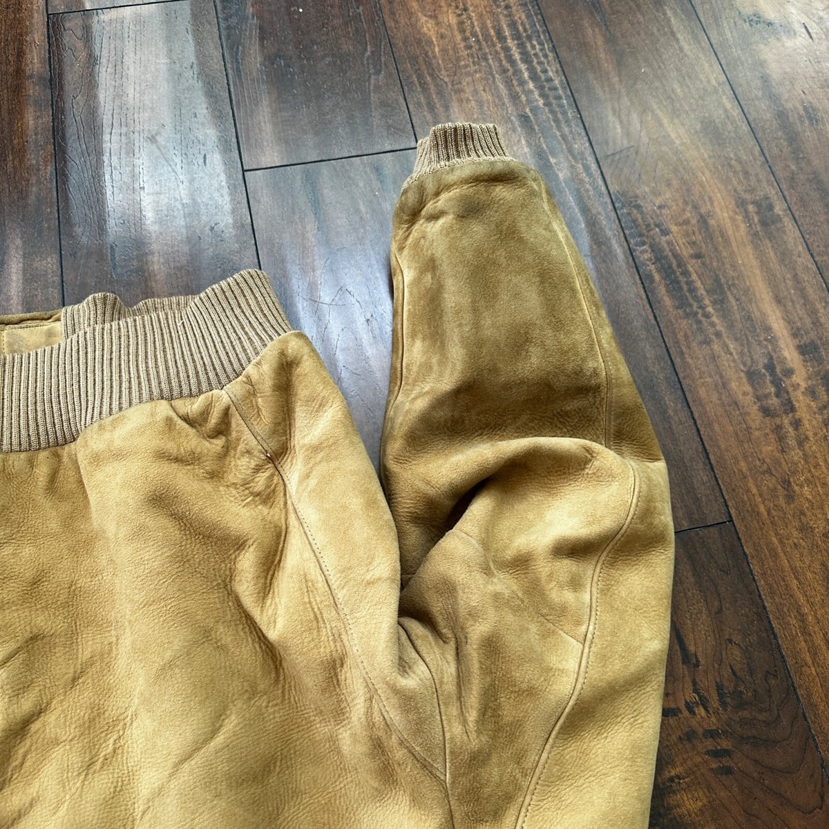VTG 1950s DuPont Quilon Jacket Tan Suede Leather Lined VTG 1950s DuPont Quilon Jacket Tan Suede Leather Lined