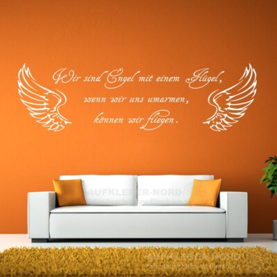 Wir sind Engel 200cm Wandtattoo A22 mit Flügel Wand Aufkleber Zitat Sprüche Text