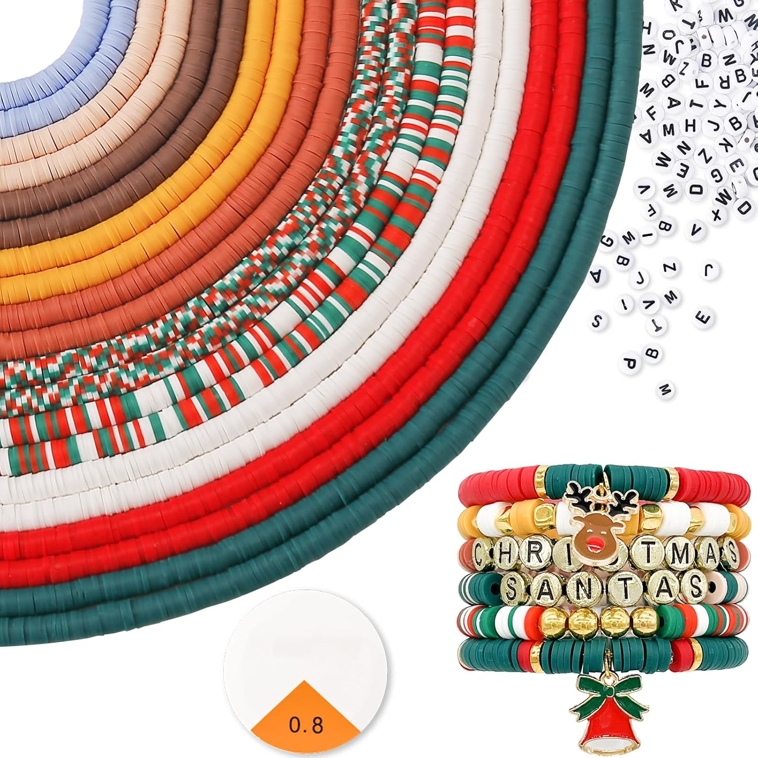 7200Pcs 6Mm Polymer Heishi Beads in 10 Colors for DIY Bracelet Making Kit