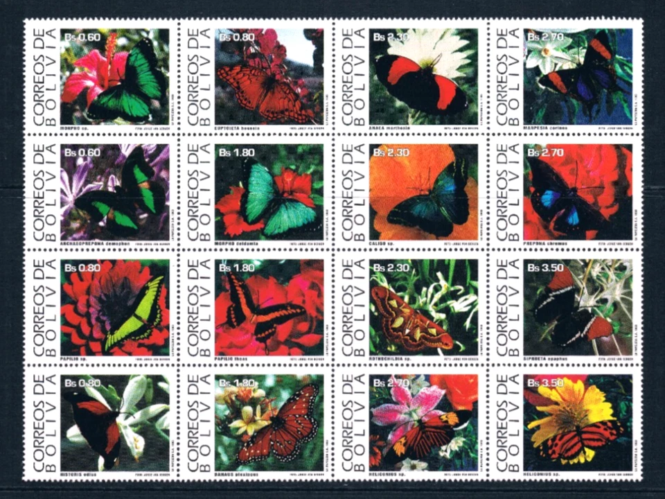 Valor Scott de $71,95 - 1993 Bolivia Butterflies Sudamérica CV MNH NH UMM Foto 3 de 4